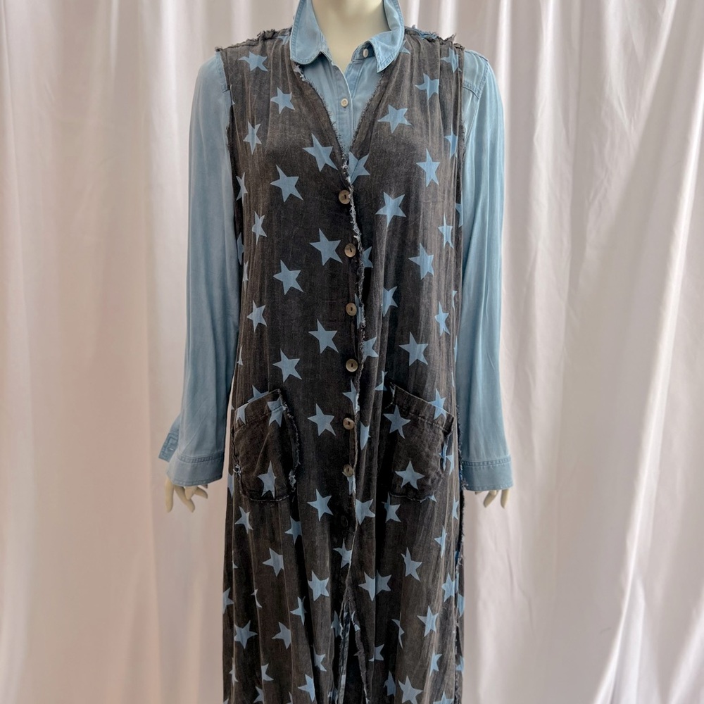 Two pieces! A Rare Bird maxi duster. Distressed, lightweight, NWOT. Free shirt!